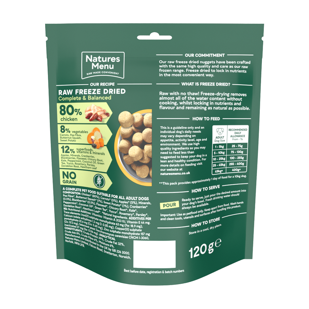 Natures Menu Freeze-Dried 80/20 Chicken Dog Food - 120g