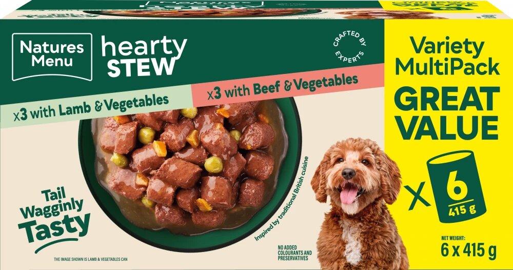 Natures Menu Hearty Stew Multipack with Beef & Lamb Dog Food Cans 6 X 415g