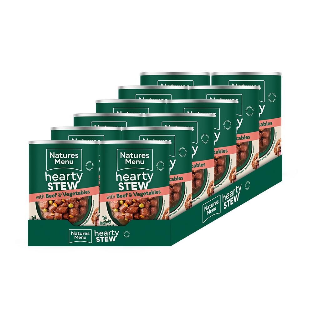 Natures Menu Hearty Stews Beef Wet Dog Food Cans - 12 x 415g