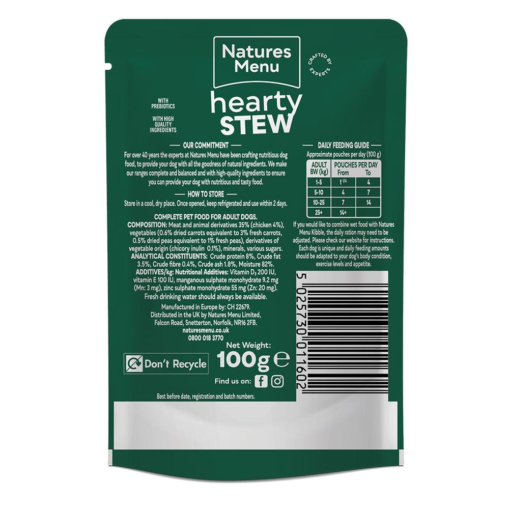 Natures Menu Hearty Stews Chunks in Gravy Chicken & Vegetables Wet Dog Food  Pouches - 8 x 100g