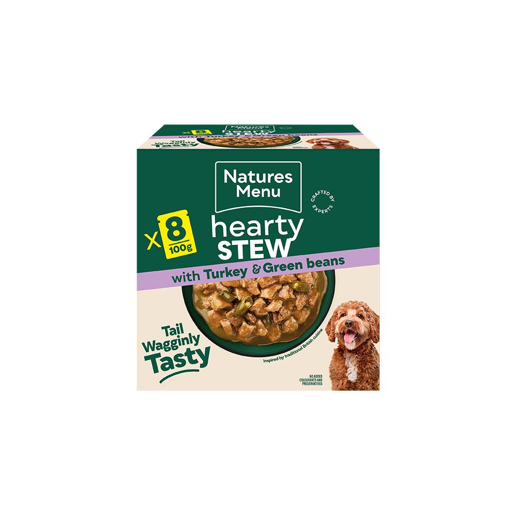Natures Menu Hearty Stews Chunks in Gravy Turkey & Green Beans Wet Dog Food Pouches - 8 x 100g