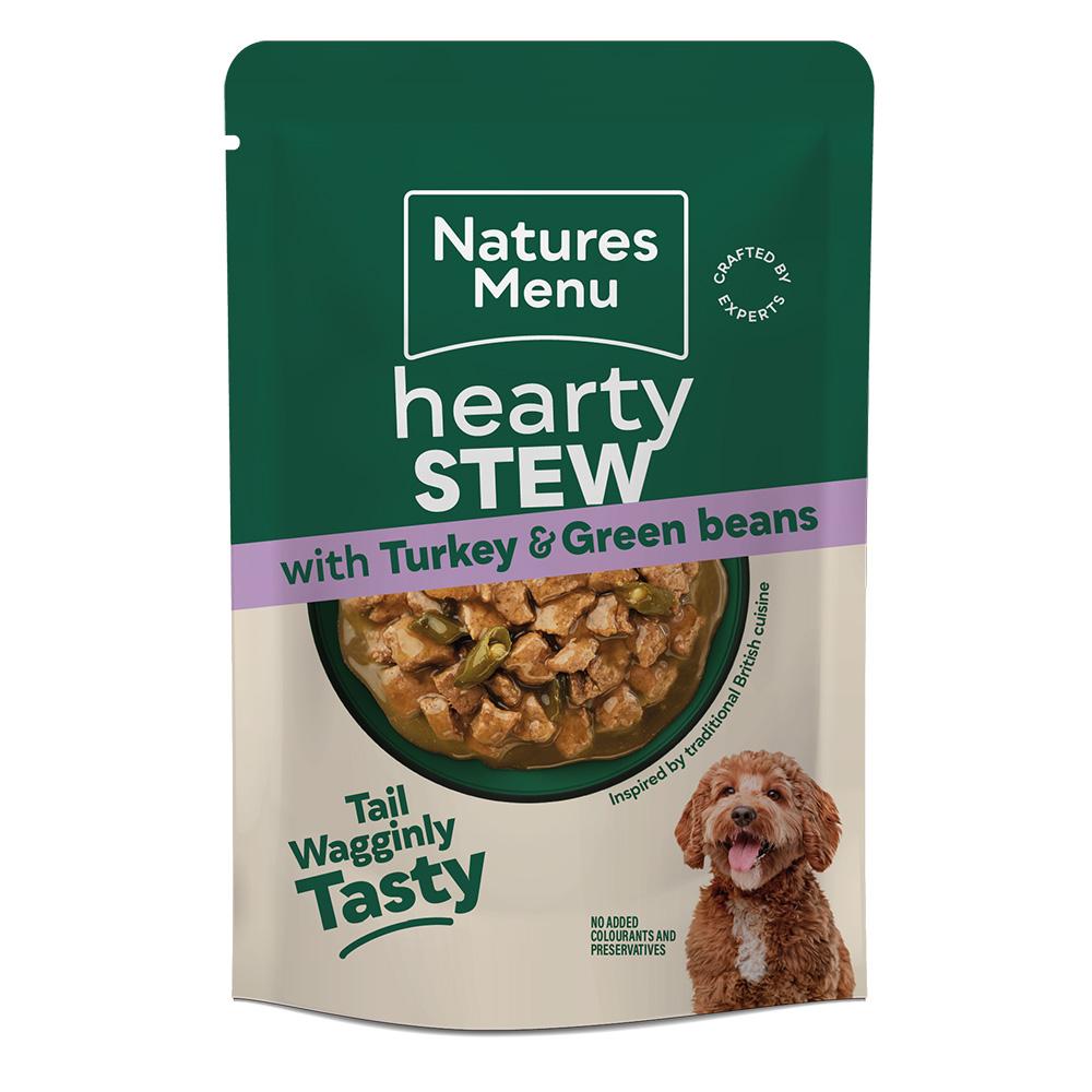 Natures Menu Hearty Stews Chunks in Gravy Turkey & Green Beans Wet Dog Food Pouches - 8 x 100g