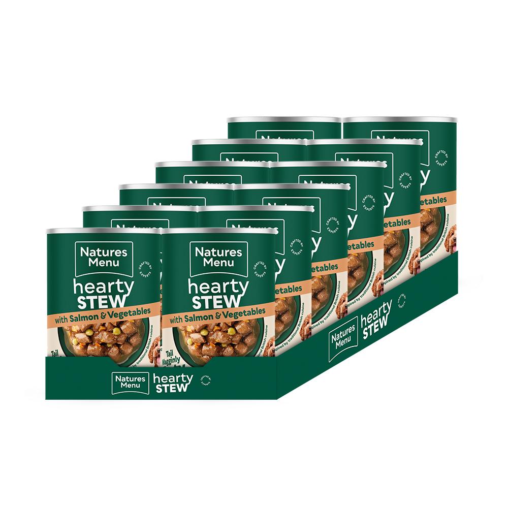 Natures Menu Hearty Stews Salmon Wet Dog Food Cans - 12 x 415g