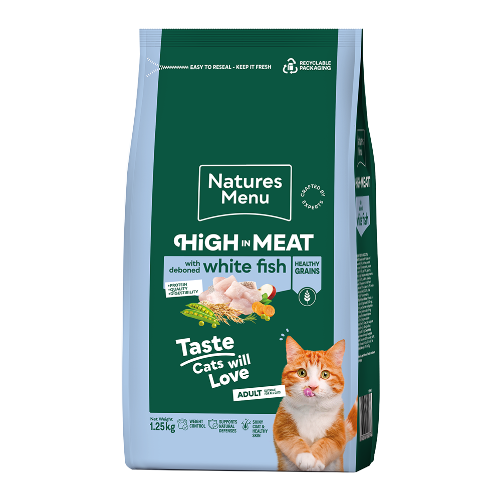 Natures Menu High in Meat Deboned White Fish Dry Cat Food - 1.25kg