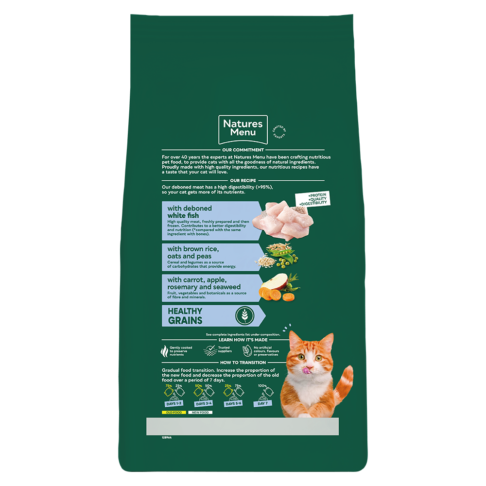 Natures Menu High in Meat Deboned White Fish Dry Cat Food - 3kg