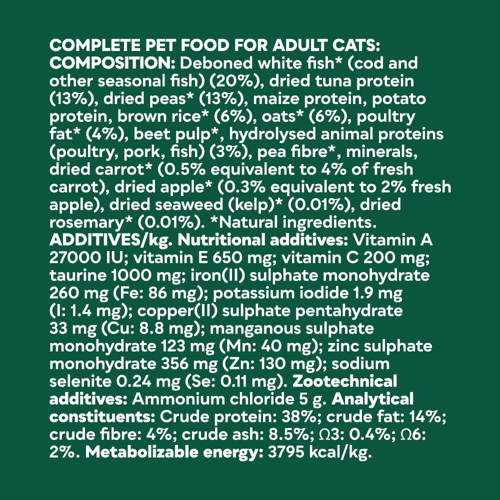Natures Menu High in Meat Deboned White Fish Dry Cat Food - 3kg