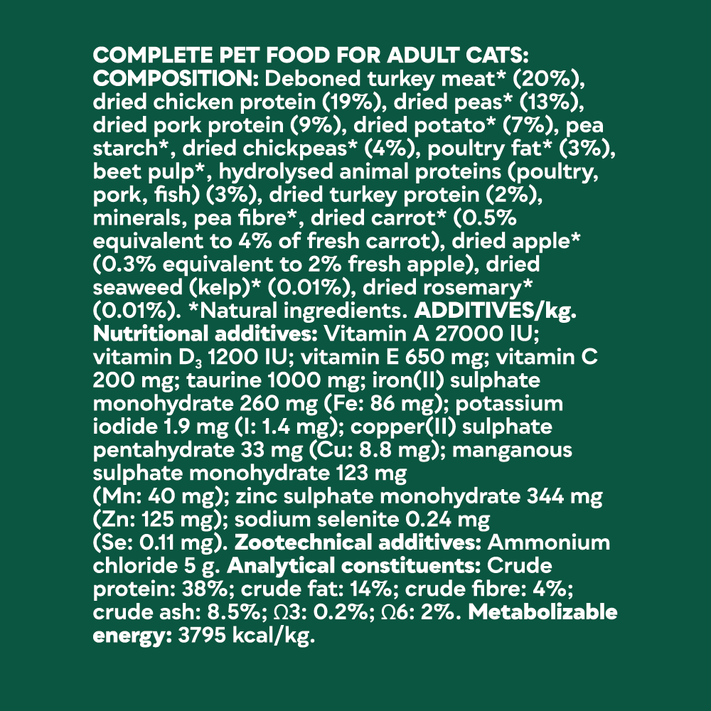 Natures Menu High in Meat Grain Free Deboned Turkey Dry Cat Food - 1.25kg