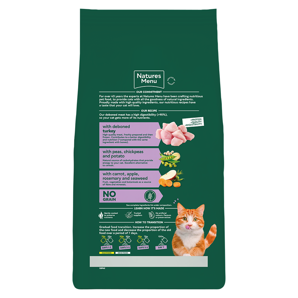 Natures Menu High in Meat Grain Free Deboned Turkey Dry Cat Food - 3kg