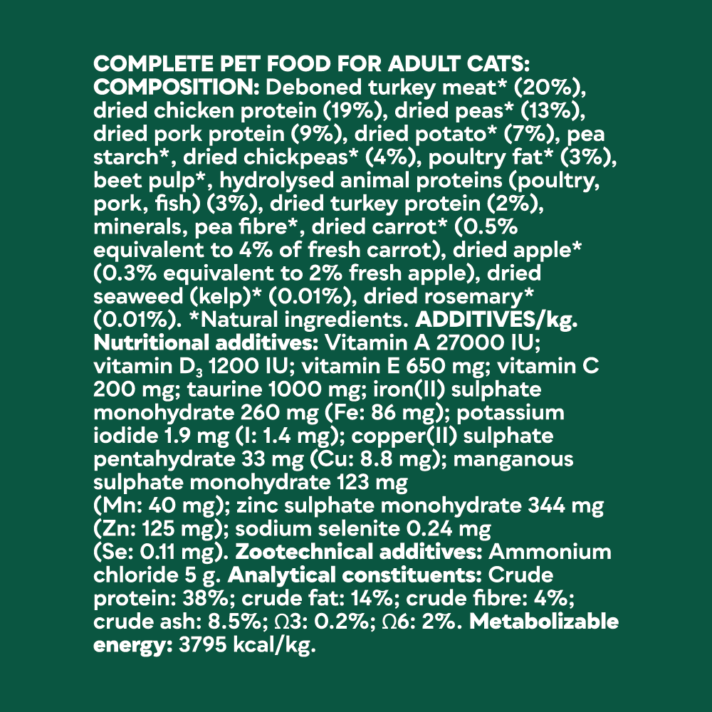 Natures Menu High in Meat Grain Free Deboned Turkey Dry Cat Food - 3kg
