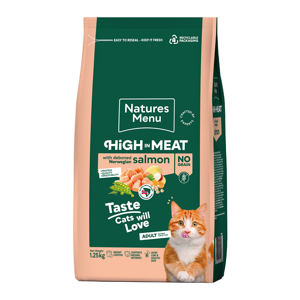 Natures Menu High in Meat Grain Free Norwegian Salmon Dry Cat Food - 1.25kg