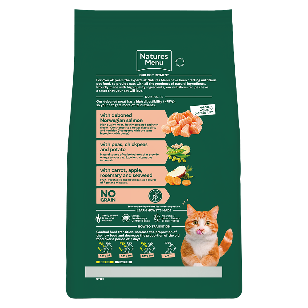 Natures Menu High in Meat Grain Free Norwegian Salmon Dry Cat Food - 3kg