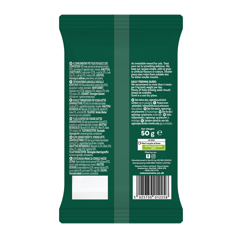 Natures Menu Meaty Chicken Cat Treats - 50g