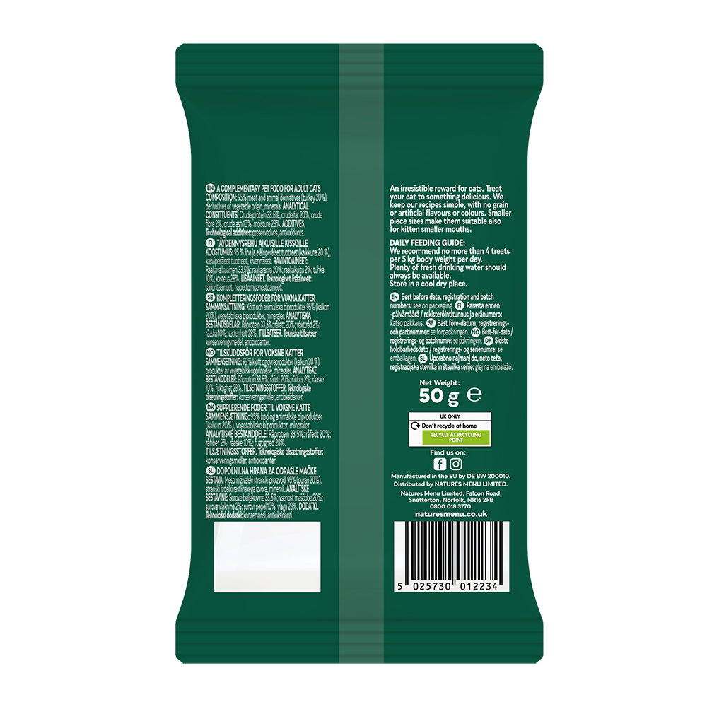 Natures Menu Meaty Turkey Cat Treats - 50g