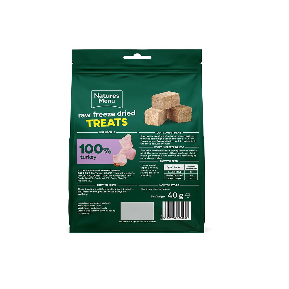 Natures Menu Raw Freeze Dried Turkey Dog Treats - 40g