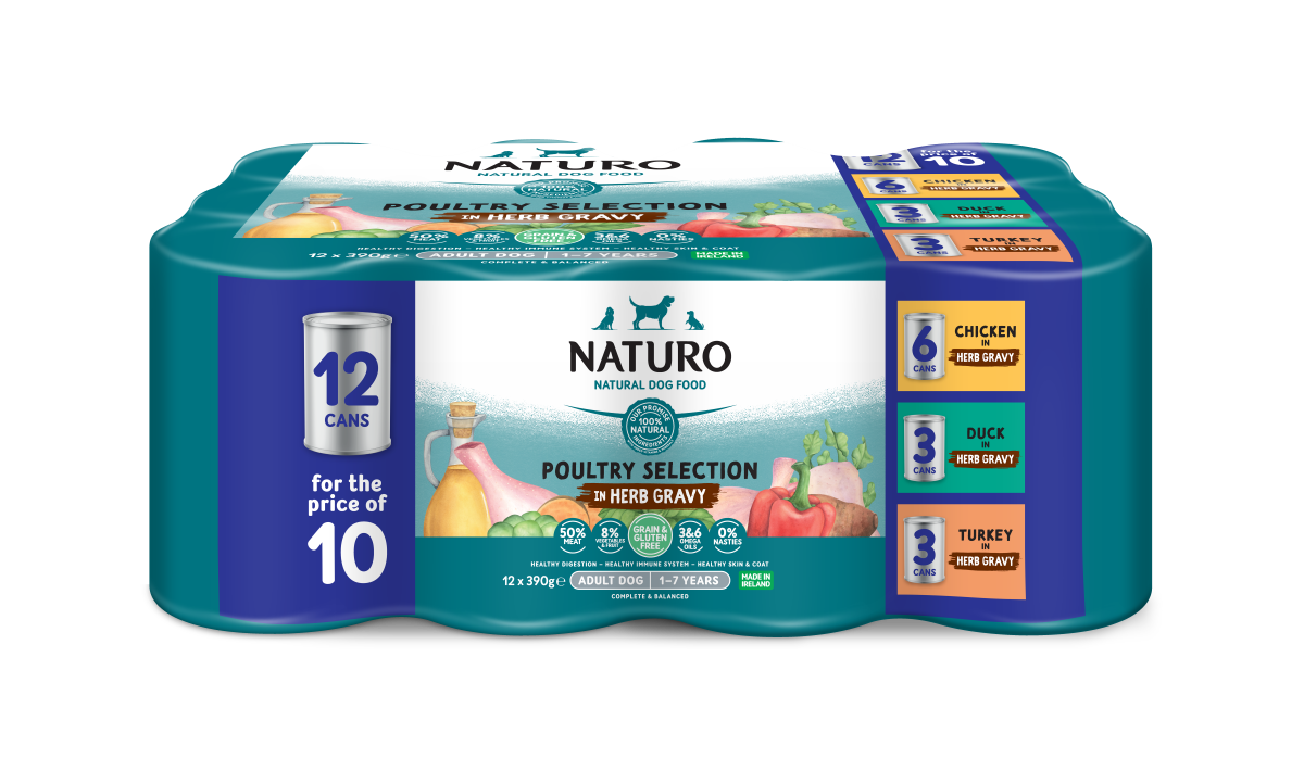 Naturo Adult Dog Cans GRAIN & GLUTEN-FREE Variety 390g 12pk