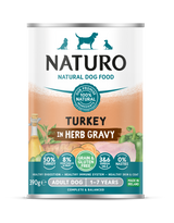Naturo Adult Turkey & Herb Gravy Wet Dog Food Cans - 12 x 390g