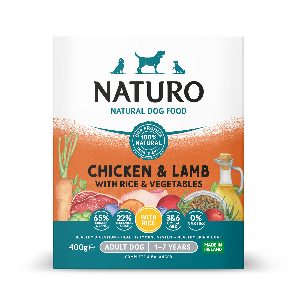 Naturo Adult Dog Chicken & Lamb Food Trays - 7 x 400g
