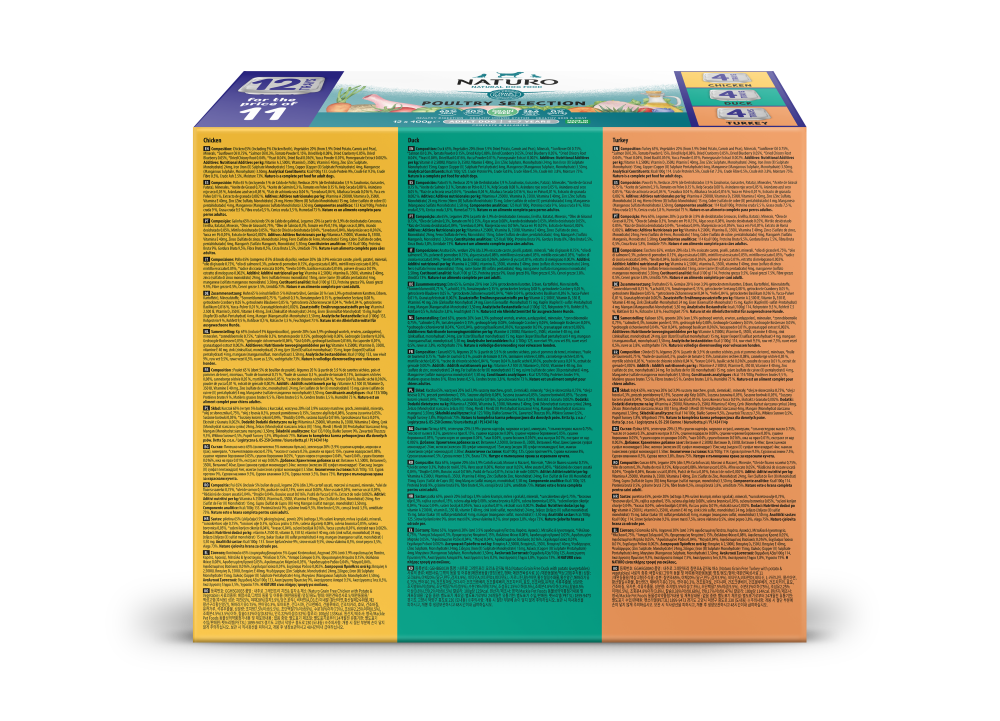 Naturo Adult Dog Tray GRAIN-FREE Poultry Selection Variety 400g 12pk