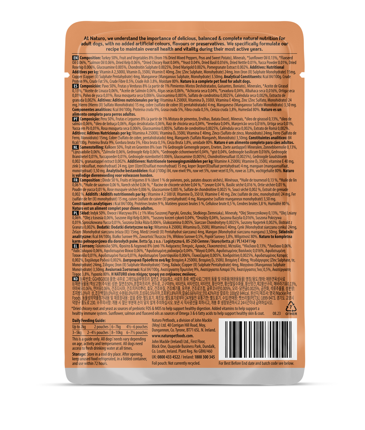Naturo Adult Grain & Gluten Free Turkey in Herb Gravy Wet Dog Food - 12 x 100g