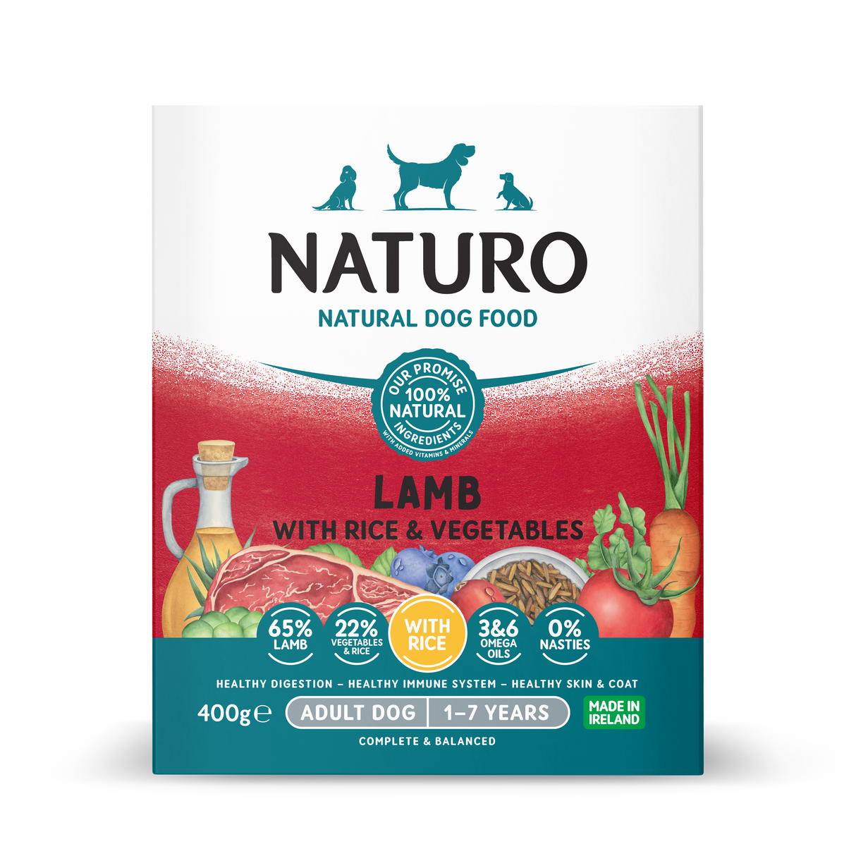 Naturo Adult Lamb Dog Food Trays - 7 x 400g