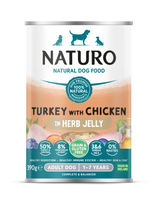 Naturo Adult Turkey with Chicken in Jelly Wet Dog Food Cans - 12 x 390g