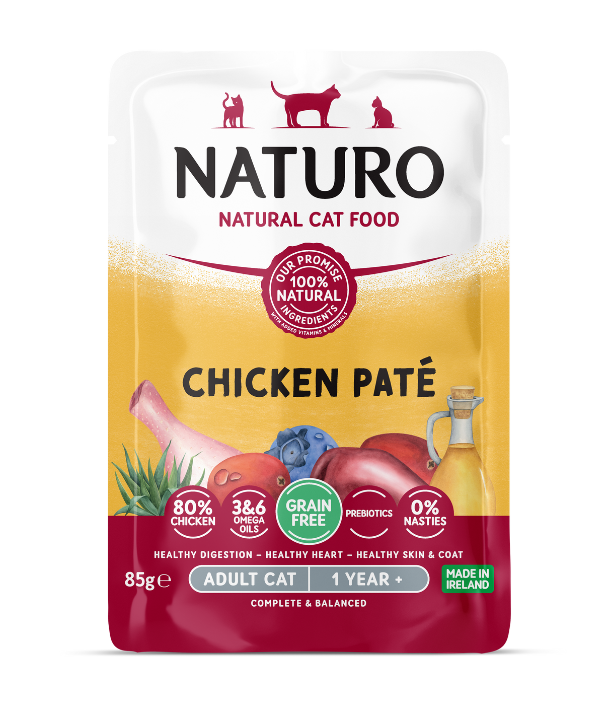 Naturo Chicken Pate Pouch Wet Cat Food - 12 x 85g