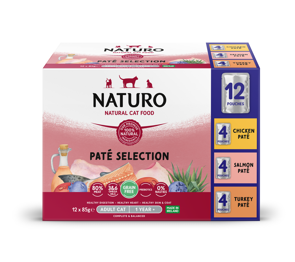 Naturo Cat Pate Variety Wet Cat Food - 12 x 85g