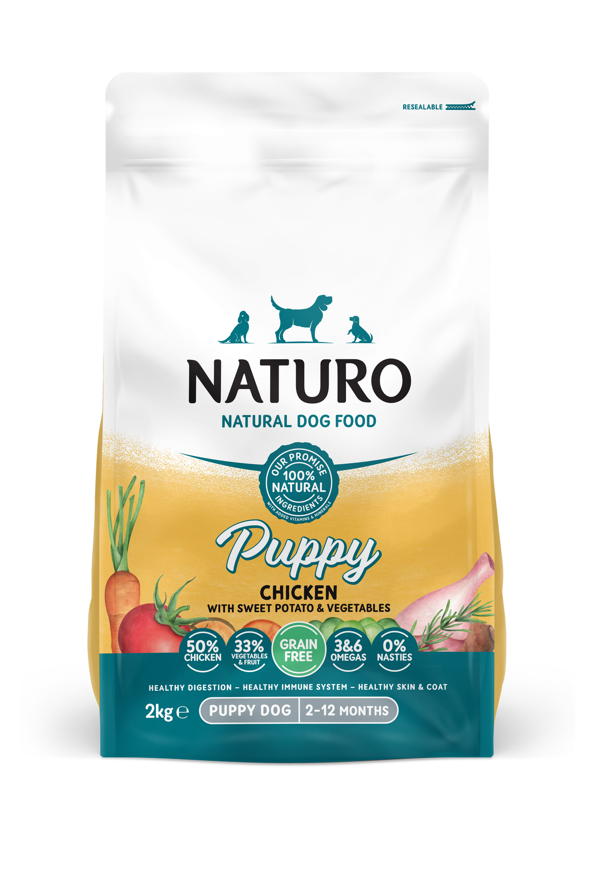 Naturo Puppy Grain Free Chicken with Sweet Potato & Vegetables Dry Food - 2kg