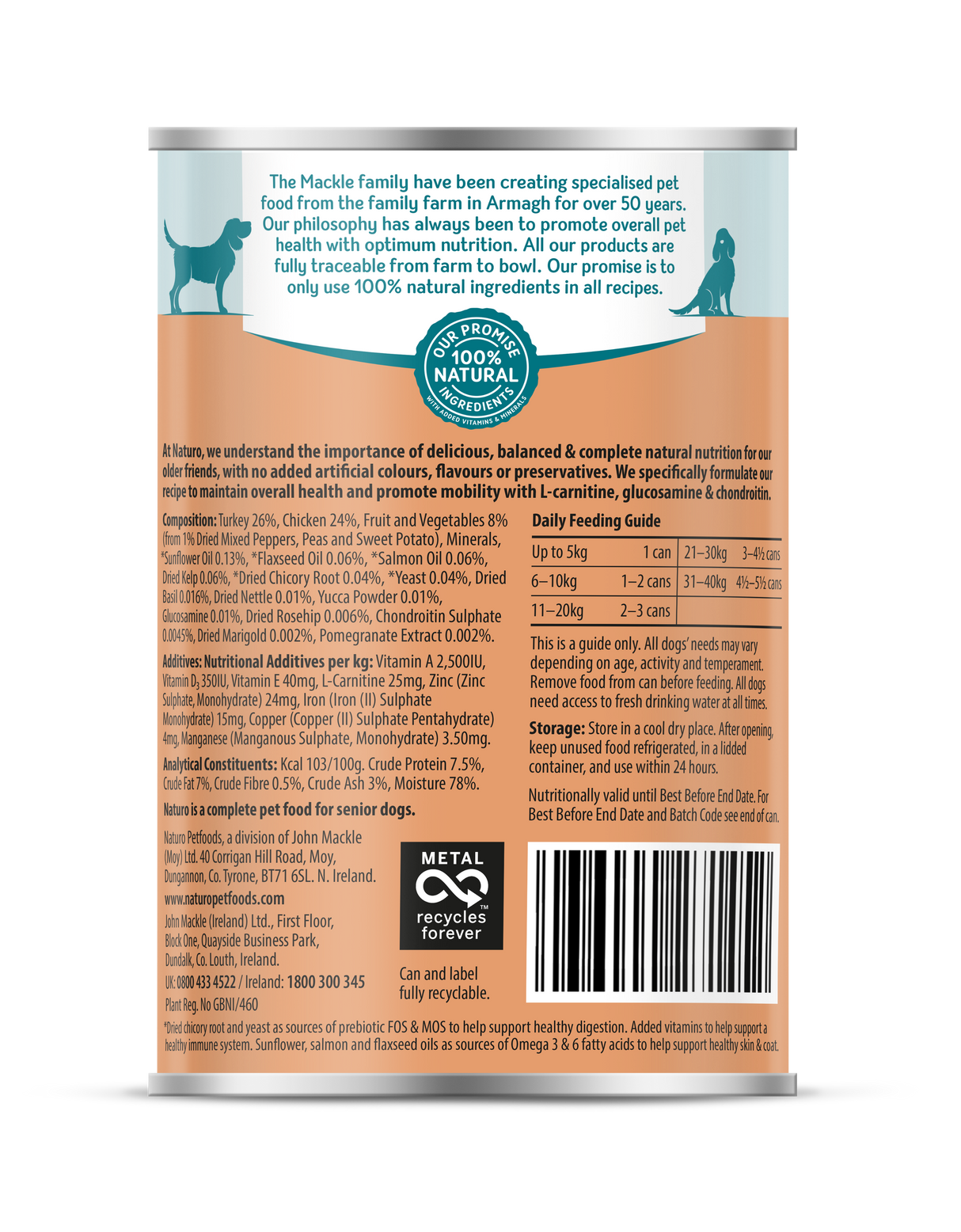 Naturo Senior Dog Grain & Gluten Free Turkey With Chicken In a Herb Gravy - 12 x 390g