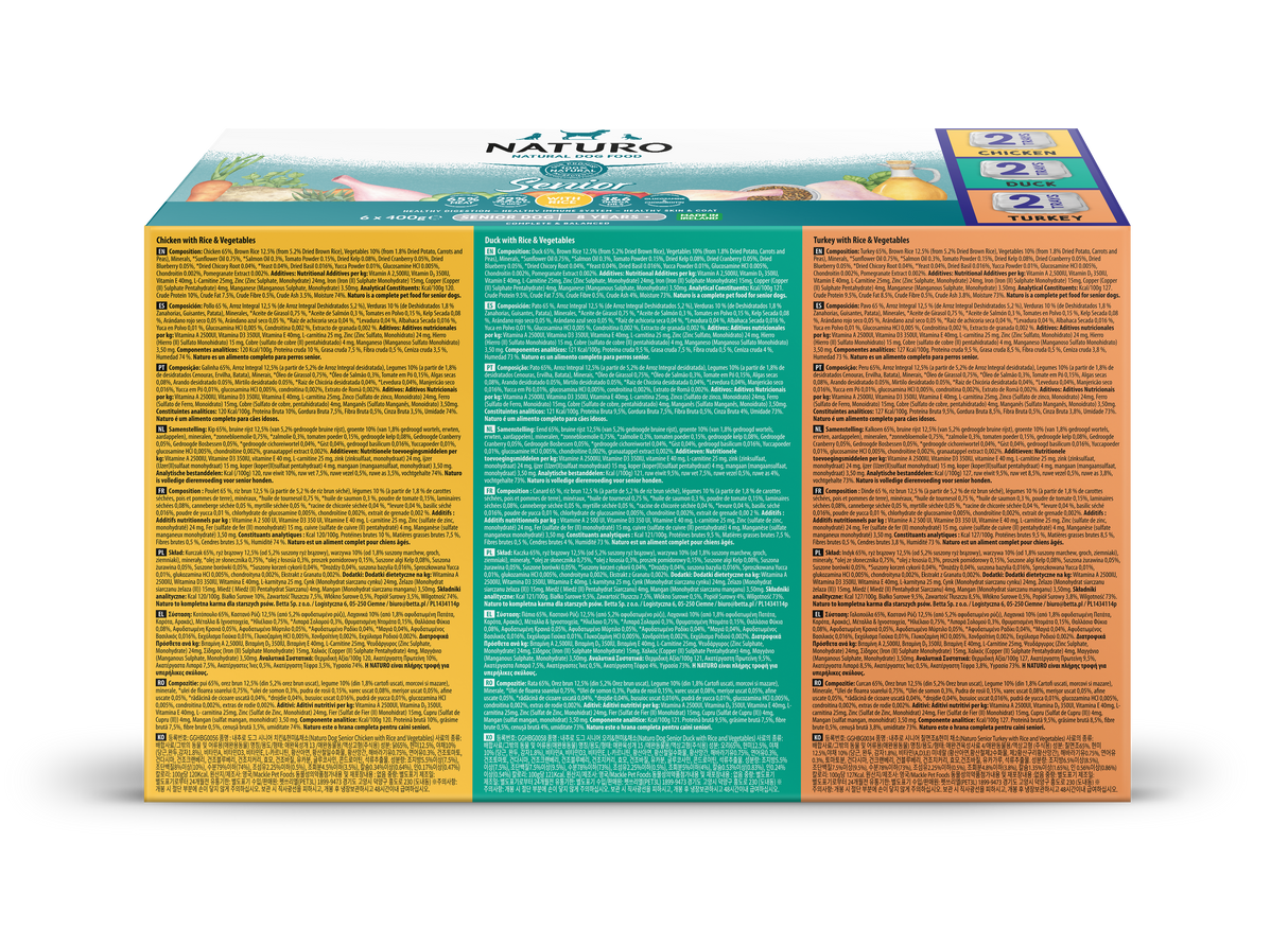 Naturo Senior Dog Variety with Rice Wet Dog Food Trays - 6 x 400g