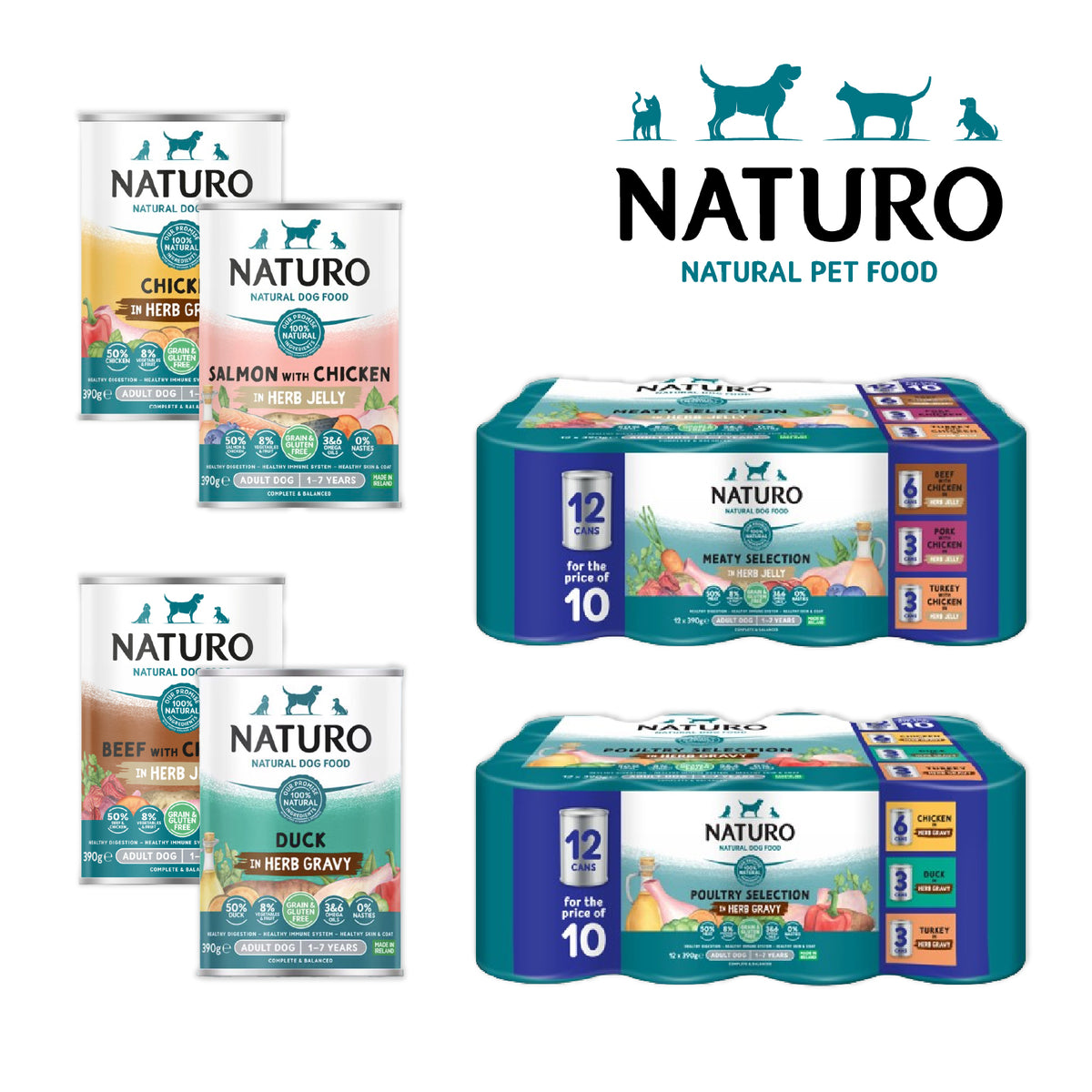 Naturo Natural Wet Dog Food – Adult & Senior Cans