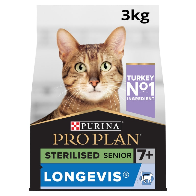 Pro Plan Senior 7+ Neutered Longevis Turkey Dry Cat Food - 3kg