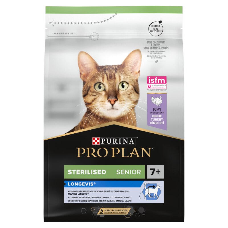 Pro Plan Senior 7+ Neutered Longevis Turkey Dry Cat Food - 3kg