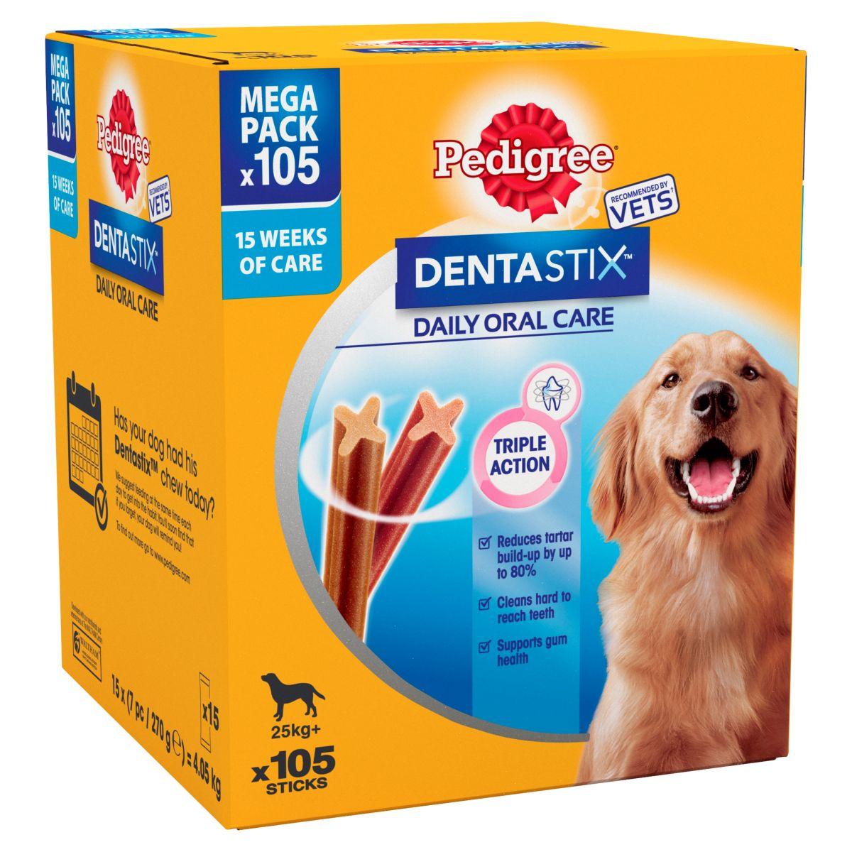 Pedigree Dentastix Daily Adult Large Dog Treats 105 x Dental Sticks - 4.05kg