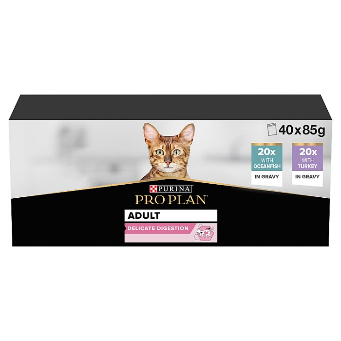 Pro Plan Delicate Digestion Mixed Variety in Gravy Wet Cat Food - 40 x 85g