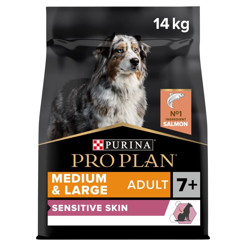 Pro Plan Medium & Large Senior 7+ Sensitive Skin Salmon Dry Dog Food - 14kg