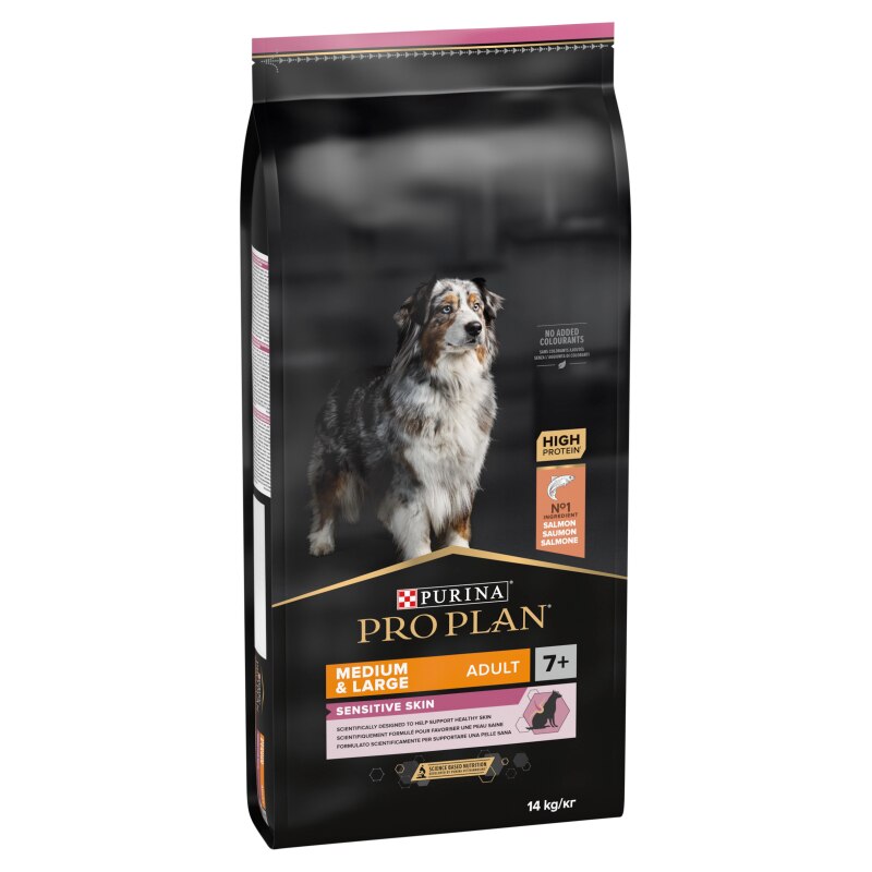 Pro Plan Medium & Large Senior 7+ Sensitive Skin Salmon Dry Dog Food - 14kg