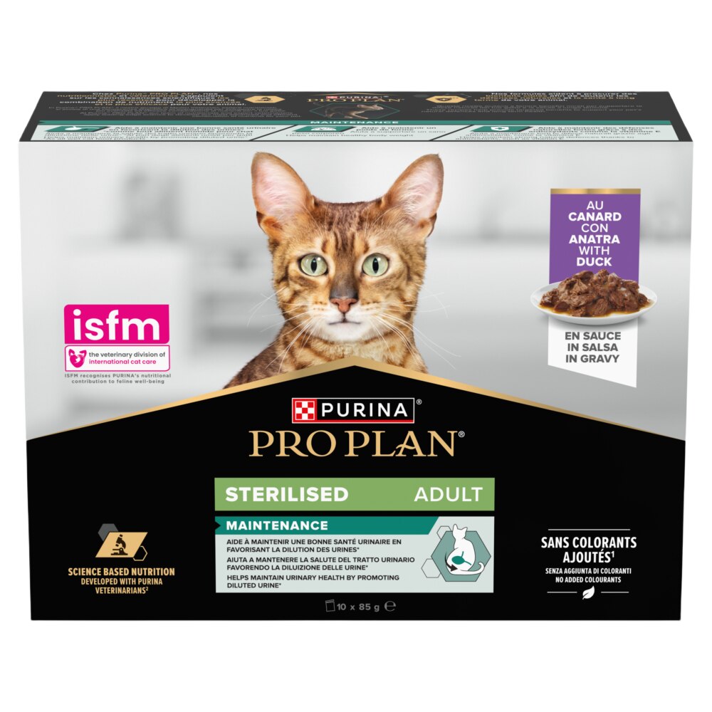 Pro Plan Sterilised Maintenance Duck in Gravy Wet Cat Food Pouches - 10 x 85g