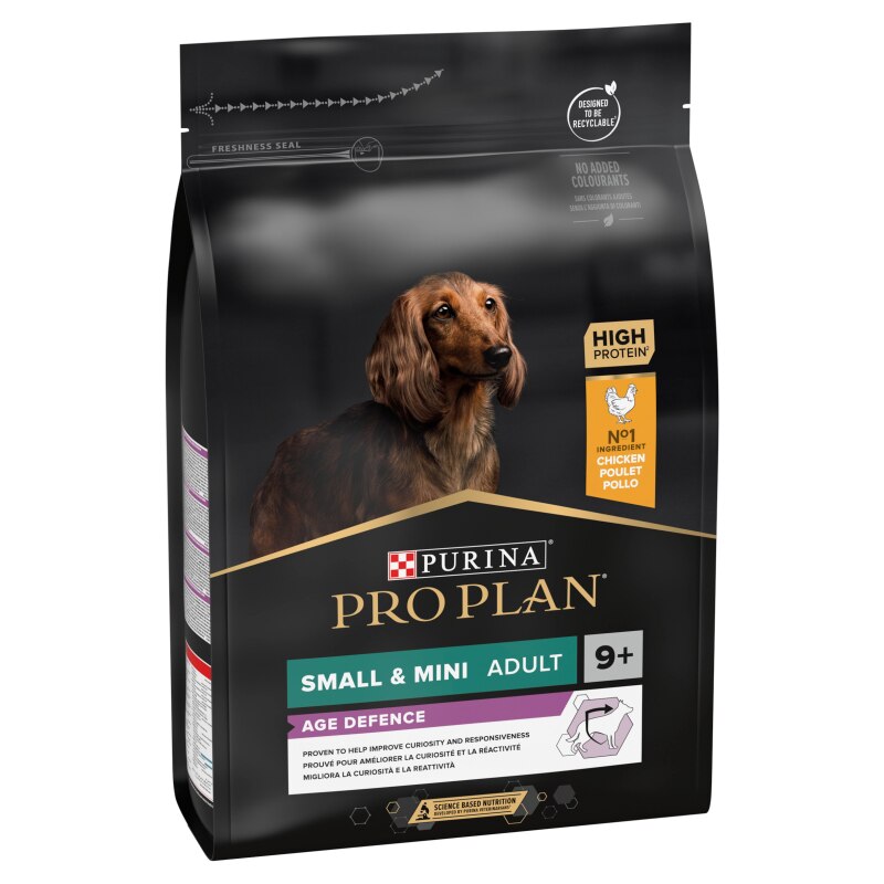 PRO PLAN Small & Mini Adult Senior Dry Dog Food Age Defence 9+ Rich in Chicken - 3kg