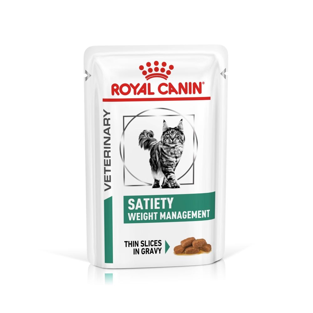 Royal Canin Satiety Weight Management Thin Slices In Gravy Adult Wet Cat Food Pouches - 48 x 85g