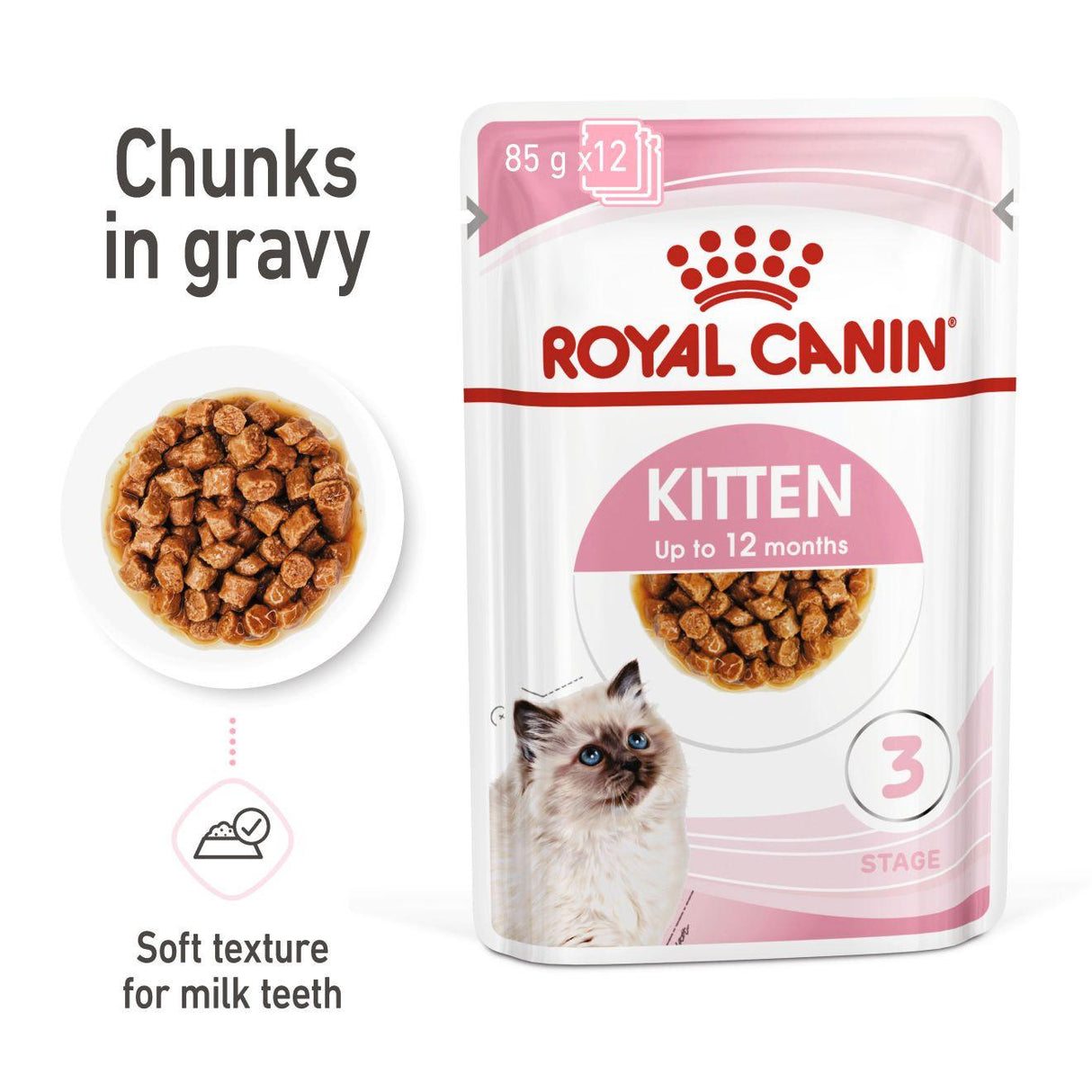 Royal Canin Kitten Instinctive Pouch 12 Pack Cat Food - 85G