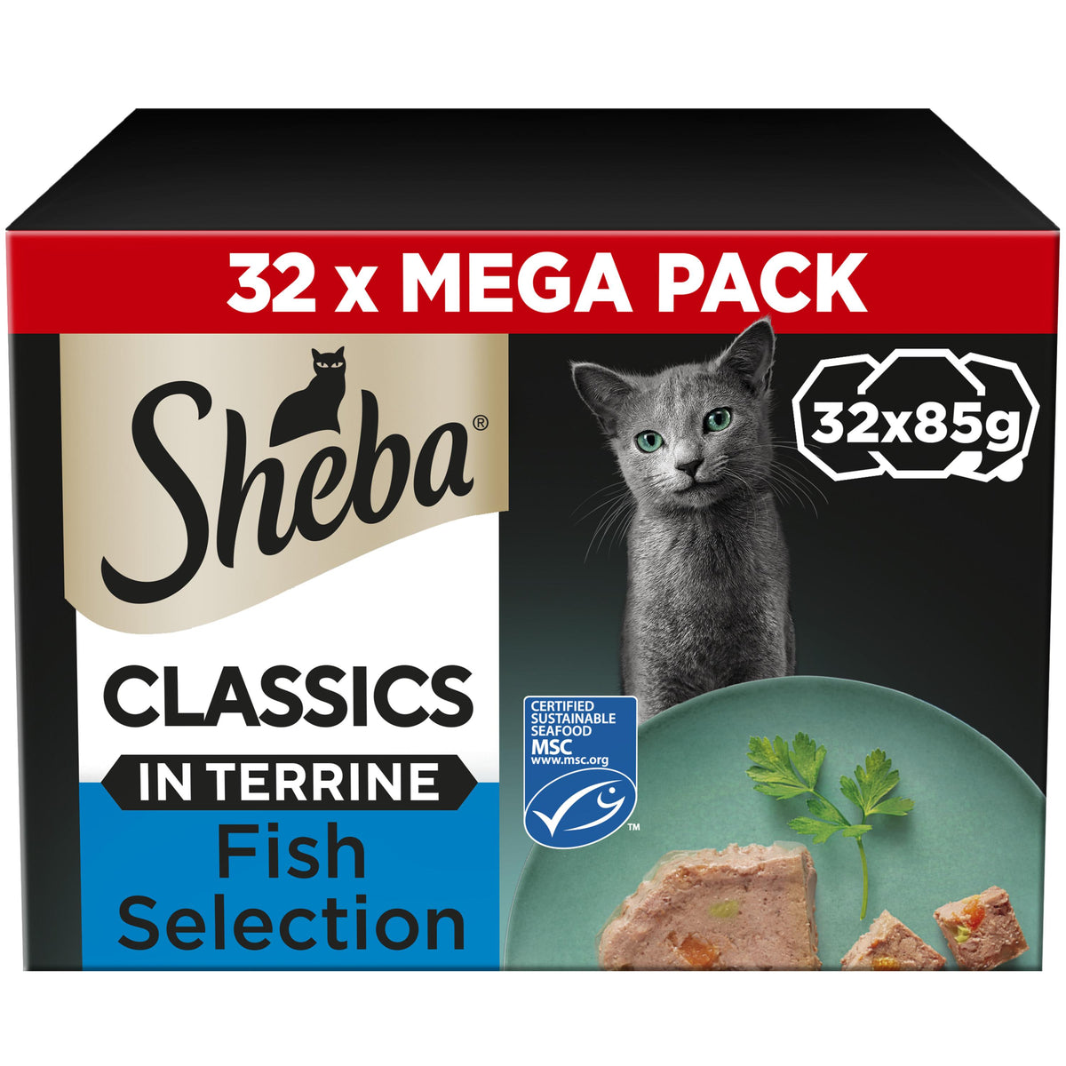 SHEBA Classics Cat Trays Ocean Collection in Terrine - 32 x 85g