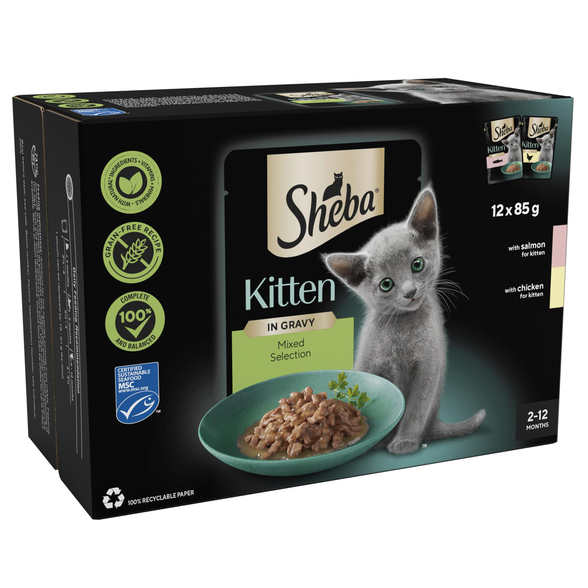 SHEBA Sauce Collection Kitten Cat Pouches Mixed Selection in Gravy - 12x85g