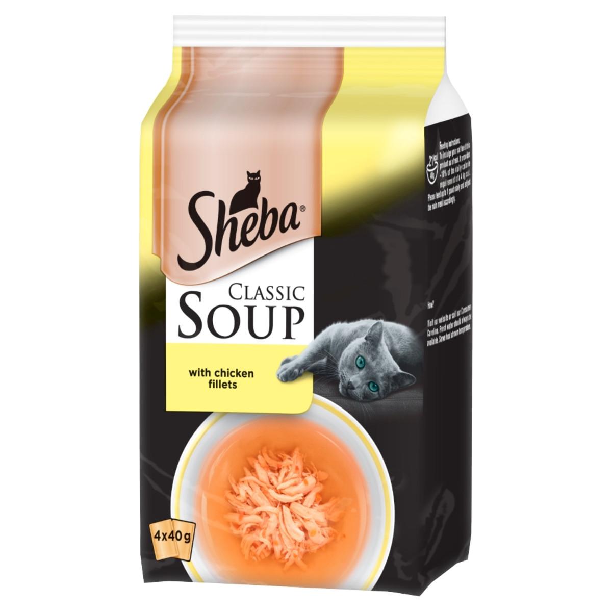 Sheba Classics Soup Adult Wet Cat Food Pouches with Chicken Fillets - 4 x 40g