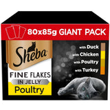 Sheba Fine Flakes Poultry Collection in Jelly Wet Cat Food Pouches - 80 x 85g