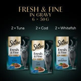 Sheba Fresh & Fine Cat Pouches with Tuna, Cod & Whitefish in Gravy - 6 x 50g