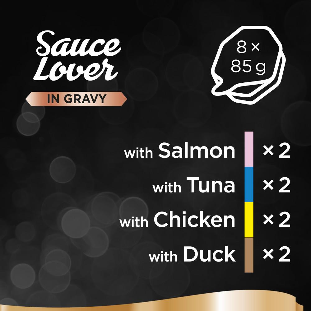 Sheba Sauce Lover Wet Cat Food Trays Mixed Collection in Gravy - 8 x 85g