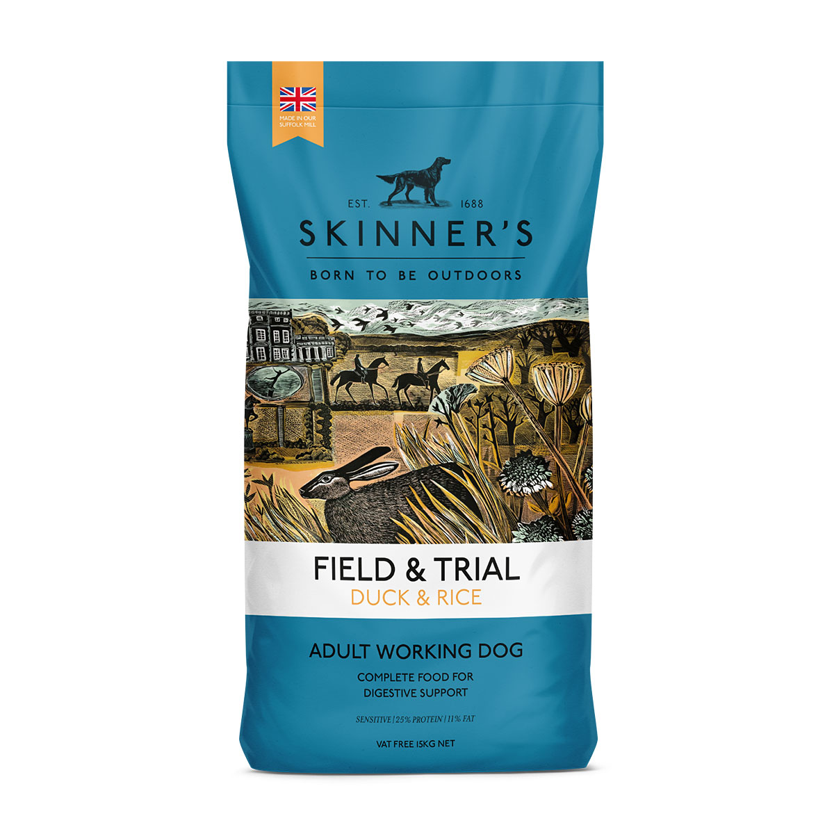 Skinners Field & Trial Duck & Rice Hypoallergenic Dry Dog Food - 15kg