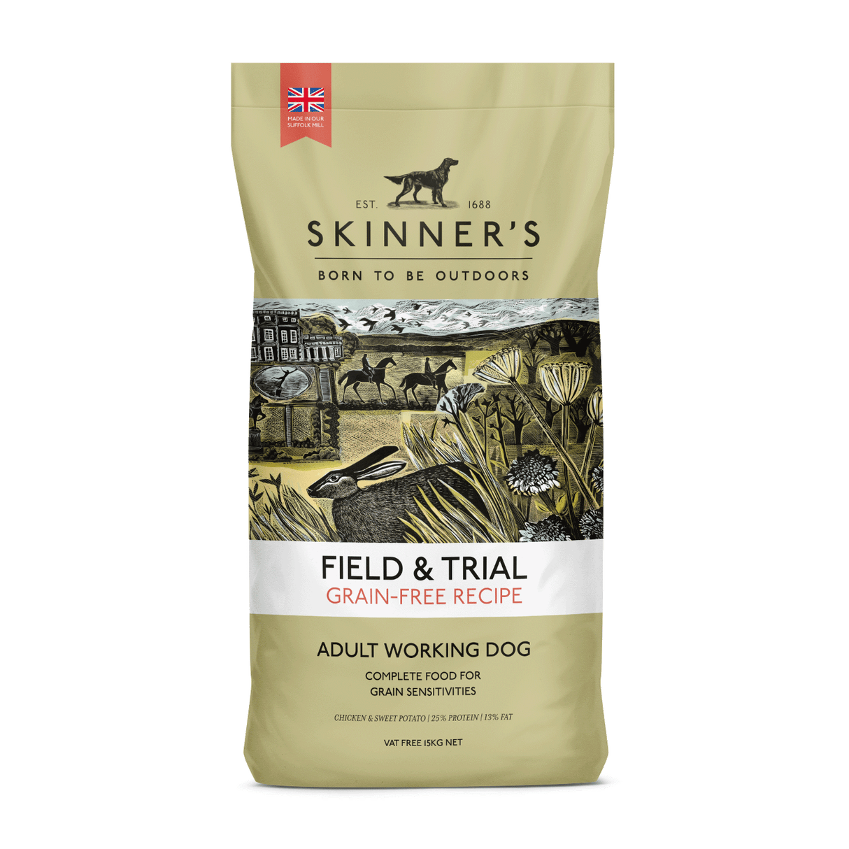 Skinners Field & Trial Grain Free Chicken & Sweet Potato Dry Dog Food - 15kg