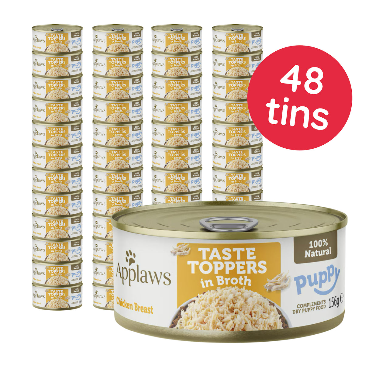 Applaws Taste Toppers Chicken Breast in Broth Puppy Wet Dog Food Tins - 48 x 156g